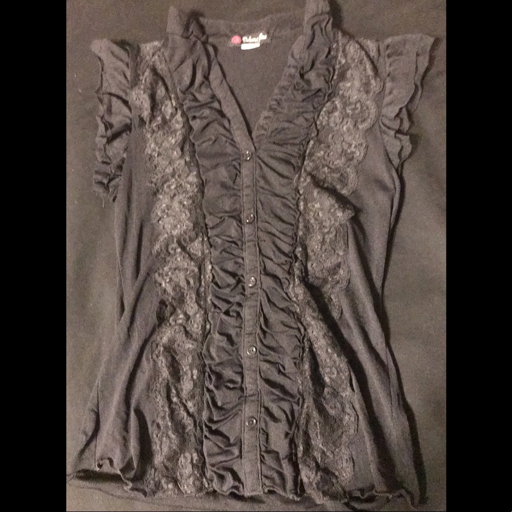 COPY - Volume one cute lace button down shirt she…